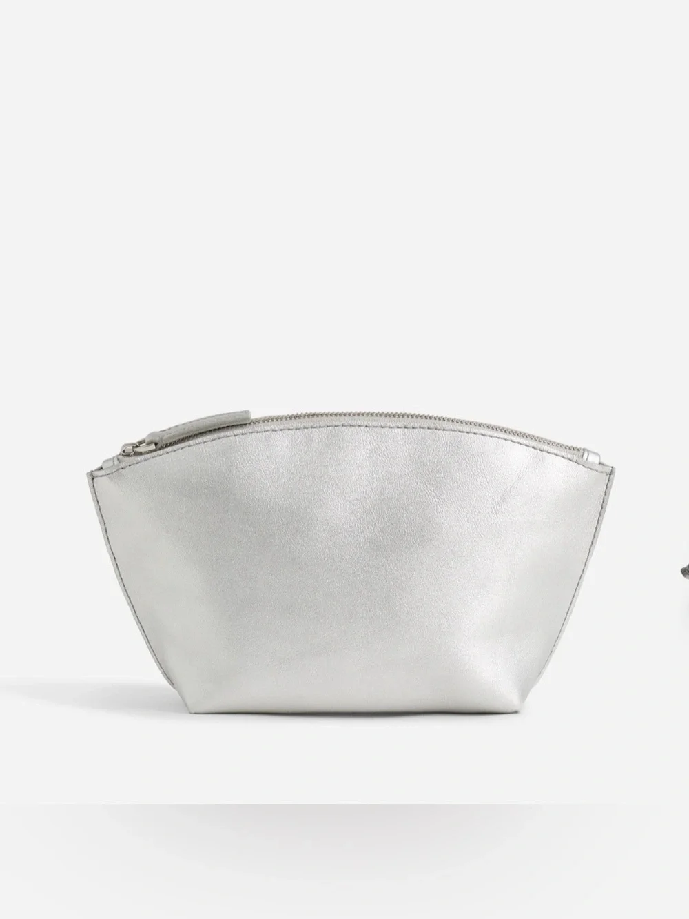 Madewell Leather Bag Essential zip pouch Silver NWT